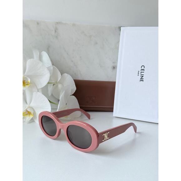 NEW Celine CL40194U Triomphe Dusty Pink Oval Sunglasses - Picture 3 of 9